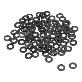 sourcing map Pack of 100 Nylon Flat Washers M4 for 4 mm ID Screw Bolts 8 mm AD 1 mm Thick Spacer Sleeves Sealing Rings Washers for Tap Pipe Water Hose Black