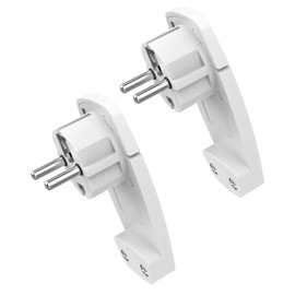 Pack of 2 White Earthing Contact Angle Plug 250 V (16A), European Plug with Folding Handle, Protective Contact Plug for Cables up to 3 x 1.5 mm², Flat Connector IP20 for Home Use