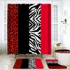 Onalasyc 4Pcs Red Cheetah Shower Curtain,Shower Curtain Sets with Rugs