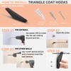 GUWINA Metal Coat Hooks Wall Mounted Black, Solid Triangle Shape,