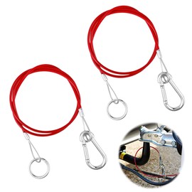 CZlinOduMMX 2 Stück Edelstahl Abreißseil für Anhänger, 1m Bremsseil Anhänger Fangseil, Ø 4 mm Kraftvoll Bremsseil Anhänger, Fangseil Sicherungsseil für Gängigen Gebremsten Anhänger, Wohnwagen - Rot