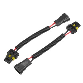 VekAuto 2 Pcs H8 H9 H11 Male to 9006 HB4 Female Extension Wire Harness Headlight Fog Lamp Bulb Socket Adapter, Universal for Car Truck Durable Plastic Black