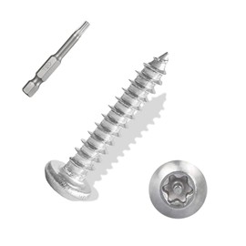 ANCHOREASE Torx/Star Drive Button Head Self Tapping Screws, M4×25mm, 100 Pcs, 18-8 (304) Stainless Steel Wood Screws, 1 Pcs T20 Star Bit Included