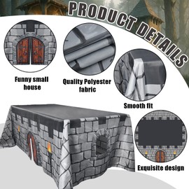 Medieval Castle Playhouse 10ft x 7.5ft Large Stone Wall Party Tablecloth Table Tent Cover Medieval Castle Party Decor Supplies for Indoor Outdoor Knight Birthday Parties Playground Play Accessory