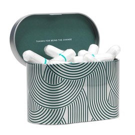 DAME Tampon Storage Tin – Elegant Bathroom Organiser for Tampons and Feminine Care Essentials | Durable Aluminum Storage Box with Lid for Travel and Home