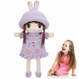 Baby Girl Fluffy Rag Doll Cute Princess Doll Soft Stuffed Plush Toy with Bunny Ear Skirt & Hat Beautiful Fairy Ragdoll Decoration Companion Toys for Kids Childrens Xmas Birthday Gift Keepsake, 50CM