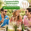 Mwellewm 500Pc Wooden Utensil Set Compostable Cutlery Disposable Silverware