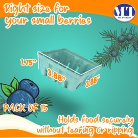 MT Products Green Berry Basket 1/2 Pint - Molded Pulp Fiber Vented Produce Basket (Pack of 15) - Made in the USA