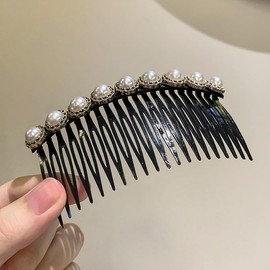 Hair Comb Pack of 2 Pearl Beads Side Hair Twist Comb French Twist Comb Hair Clips with Teeth for Fine Hair Accessories for Women Girls