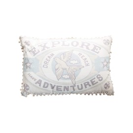 Creative Co-Op Lumbar Multi Color Explore Have Adventures Cotton Pillow