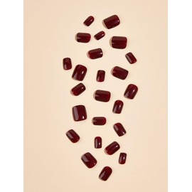 EDA LUXURY BEAUTY Dark Red Burgundy Luxe Design Press On Nails Full Cover Acrylic Nail Kit Glue On Natural False Nails Short Medium Length Square Nail Art Tips Super Fashion Fake Nails Set