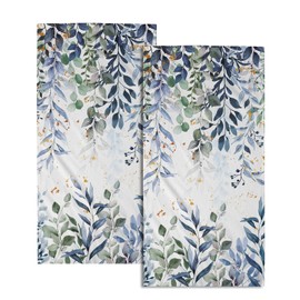 Imiss Blue Eucalyptus Leaf Bathroom Towel Watercolor Plant Leaves Kitchen Decorative Hand Towel Set of 2 Multipurpose Bath Face Washcloth 14.4 x 28.3 Inch for Gym,Spa,Hotel