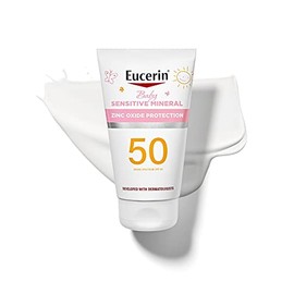 Eucerin Sun Sensitive Mineral Baby Sunscreen Lotion SPF 50, Mineral Sunscreen for Babies with Zinc Oxide Protection, Tear Free, Hypoallergenic and Fragrance Free, 4 Fl Oz Tube | Eucerin