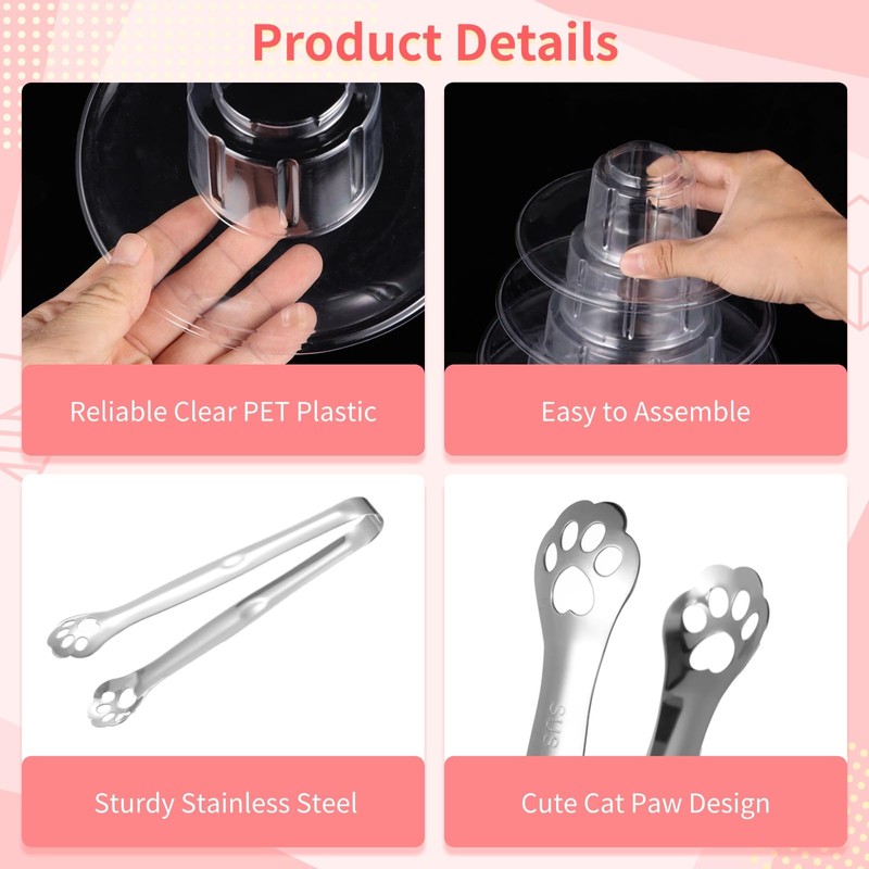 10-Tier Clear Macaron Display Stand, Plastic Macaron Tray Tower with