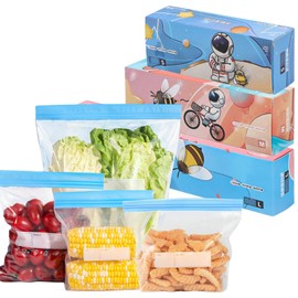 70 Pcs Food Storage Freezer Bags,Ziplock Bags Food Reusable Sandwich Bags Food Bags Zip Seal Bags for Meat Vegetable Fruit Nuts,Fresher for Longer Bags Reusable Ffreezer Bags Zip Lock