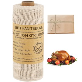 Butchers Twine, 200m/656 1mmThick Feet String Oven Safe Cotton Cooking Meat Rope Bakers Twine Fit to Tying Meat, Making Sausage, Trussing Turkey, Roasting, Cooking and Packing (Beige)