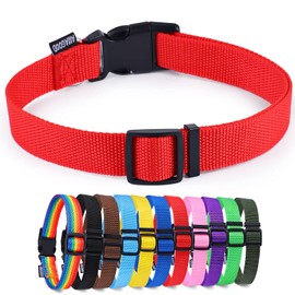 AMAGOOD Dog Collars for Medium and Large Dogs,Basic Dog Collars Easy to Use,Available in More 18 Sizes and Colors（Large,Red）