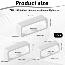 Qulkws 9Pcs Watch Band Holder Loop White Silicone Watch Strap Holder Rings Smartwatch Strap Replacement Parts Watch Fastener Rings, 3 Sizes (18mm/20mm/22mm)