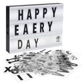 Cinema Light Box,LED Backlit Light Box Sign with 96 Lettering Sticker,Light Up Numbers Letters Board,11.8x8.7x1.7in Decorative Marquee Sign Board for Party,Shop Display,Wedding Present