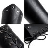 HOEACXY Medieval Leather Bracers Pure Black Viking Leather Bracers Leather