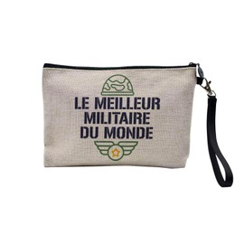 Canvas Bag - Le Best Le Meilleur du Monde Passion Work Leisure Sport Collegue Family - Linen Look Cosmetic Bag - Toiletry Bag - Purse, Military - H, Cosmetic bag
