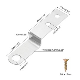 sourcing map 20 Pcs Z Shape Corner Bracket, 0.4 Inch Right Angle Picture Frame Braces Bracket Shelf Brackets Fastener with Screws for Furniture, Silver