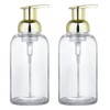 2 Pcs Foaming Soap Dispenser, Thick Glass Jar Soap Dispenser with Gold Foaming Pump, 13 ounce Round Bottles Dispenser with Foaming Pump