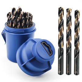 Pro Edge Technology Cobalt Drill Bit Set, M35 High Speed Steel Drill Bits for Stainless Steel, Cast Iron and Wooden Plastics, DIY with Index Storage Box (Gold and Black, 1/16"-1/2" 29pcs)