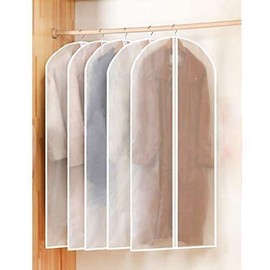 LiFuJunDong 5PCS Hanging Garment Bag Full Zipper, Breathable Clothes Cover, Lightweight Dress Storage Clear Cover Coat Carrier, Suitable for for Closet Coat Clothes Storage, 60 * 120cm