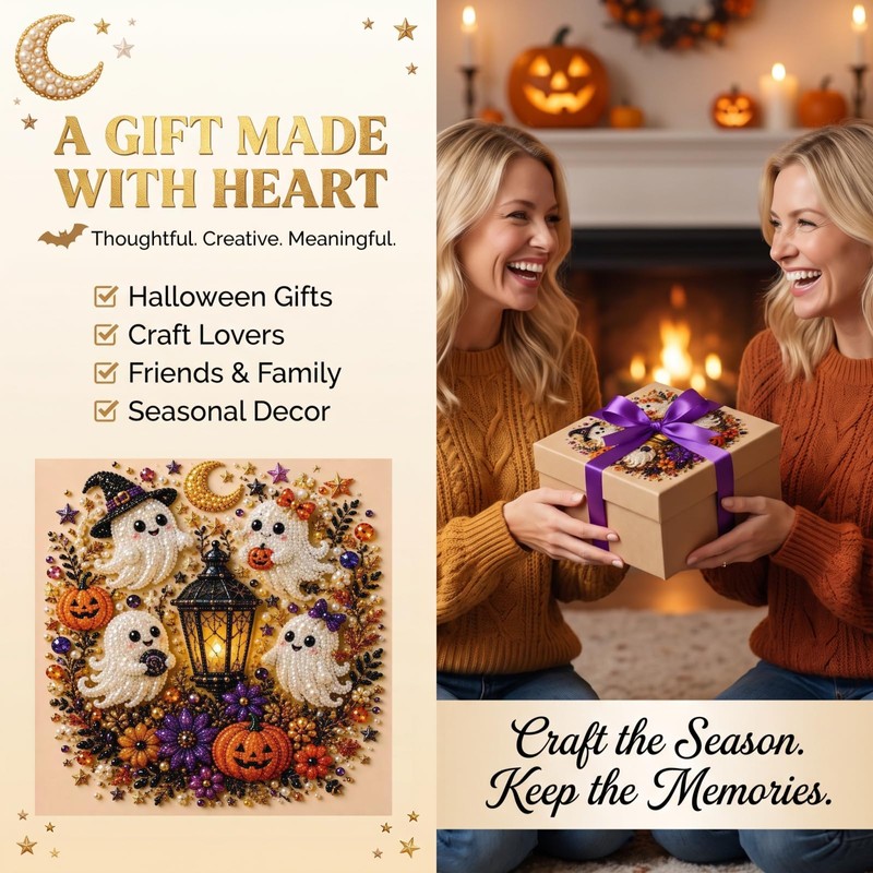 Halloween Pearl Diamond Art DIY Kit,Spooky Pearl Diamond Painting Craft
