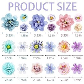 21 Pieces Silk Flower Hair Clip Women Aesthetic Boho Floral Hair Barrettes Handmade Rose Bride Barre Hair Accessories Wedding(Purple & Blue)