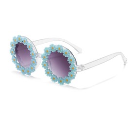 Round Flower Sunglasses for Women Flower Shaped Cute Glasses UV 400 Protection Daisy glasses for Holiday beach