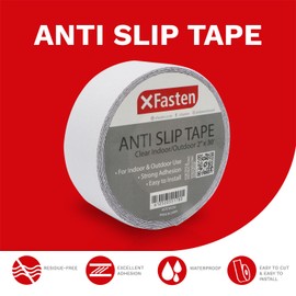 XFasten Anti Slip Tape Clear, 2-Inch by 30-Foot, Non-abrasive Waterproof Stair Tread Grip Traction Tape, Translucent