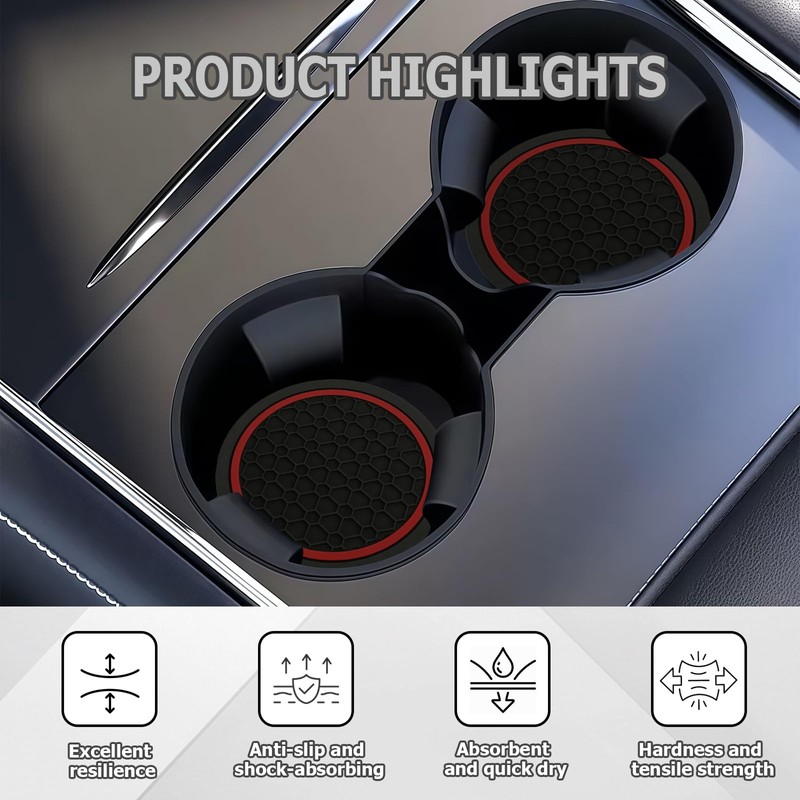 4PCS Car Cup Holder Coasters,2.75 Inch Anti-Slip Car Coasters