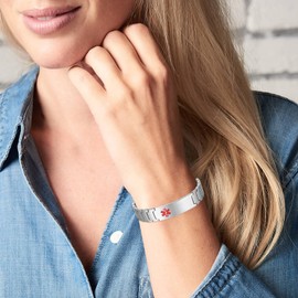 YINOX Pure Titanium Male Magnetic Symbol Medical Bracelet, Emergency Medical Bracelet, Emergency Alarm Bracelet, Men Pure Titanium Magnetic Bracelet, Titanium