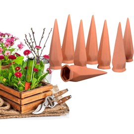Plant Watering Devices, 8 Pack Terracotta Watering Spikes, Automatic Self Watering Spikes, Clay Wine Bottle Plant Watering Devices for Vacation, Self-Watering Stakes for Indoor Outdoor Plants