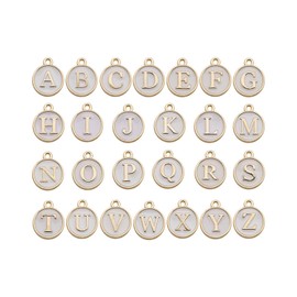 KGDUYC 26 Pieces Letter Pendants Small Stainless Steel Alphabet Charms AZ Letter Pendant Charms Gold Hypoallergenic Pendant Jewellery Pendant for Name Valentine's Day Charms Jewellery Making
