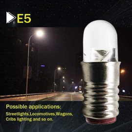 Ruiandsion E5 LED Bulb Warm White 5V 6V E5 E5.5 Screw Base LED Bulb Upgrade for Modle Train Lights(Pack of 4)