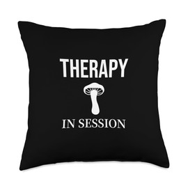 Mushroom Mushrooming Psychedelic Growing Microdose Therapy Session Funny Therapist Mental Health Shroom Throw Pillow, 18x18, Multicolor