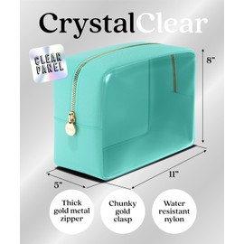 Embla Clear Cosmetic Bag Makeup Bag, Clear Zipper Pouch Cosmetics Bags Cute Womens Make Up Pouches, Clear Toiletry Travel Bag Tote, Preppy Purse Cosmetic Organizer Small Large Makeup Bags, CottonCandy