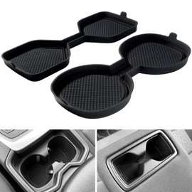 REMOCH 3D Cup Holder Inserts for Toyota RAV4 Accessories 2025 2024 2023 2022 2021 2020 2019 Silicone Cup Coaster Mats Pad Center Console Liner (2Pcs Set, Black Trim)