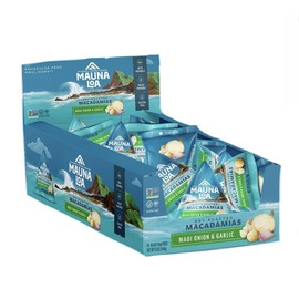 Mauna Loa Garlic Onion Roasted Macadamia Nuts, 24 Pack of 0.5 oz Mini Pouches, Keto Friendly, Gluten Free, Savory Snack