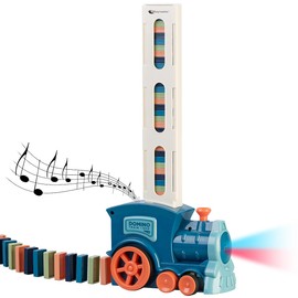 Playtastic Toys: Domino Train Toy Set with 80 Coloured Domino Bricks Light and Sound (Domino Train, Dominoes, Electric)