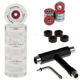 FunTomia 4 x Miniboard/Skateboard Wheels 59 x 45 mm with T-Tool and ABEC-9 Bearings Hardness 82A