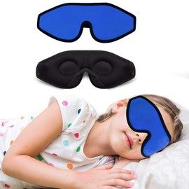Sleep Mask for Kids with Blockout Light - Memory Foam 3D Contoured Eye Mask - Eye Cover & Travel Sleep Mask, Blindfolds for Kids, Girls, Boys (Dark Blue)