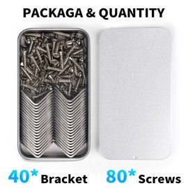 FATLODA 40pcs L Bracket Corner Brace, Stainless Steel Corner Bracket Fastener for Wood Chair Bookshelf Furniture Cabinet with 80pcs Screws (20mmx20mm)
