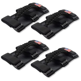 KOHUIPU Premium Paracord Roll Bar Grab Handles for Jeep Wrangler YJ TJ JK JKU JL JLU Sports Sahara Freedom Rubicon Unlimited X Gladiator JT 1955-2023 UTV ATV(4Pack, Black)