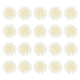 PATIKIL 3.9" Chiffon Blumen 20Stk Netz Stoff Blumen Nähen Stoff Applikationen Stirnband Verzierungen für Selbermachen Basteln Hochzeit Creme