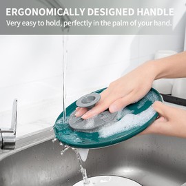 Silicone Sponge, BEAUTAIL Non-Scratch Scrub Sponges for Washing Dishes, Kitchen Fruit Vegetable Cleaning Brush, Long Lasting and Reusable Dishwashing Scrubber, Suction Up Hang Designed, 1 Pack, Gray