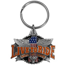 Siskiyou Automotive Metal Key Chain Live to Ride Motorcycle Enameled Details